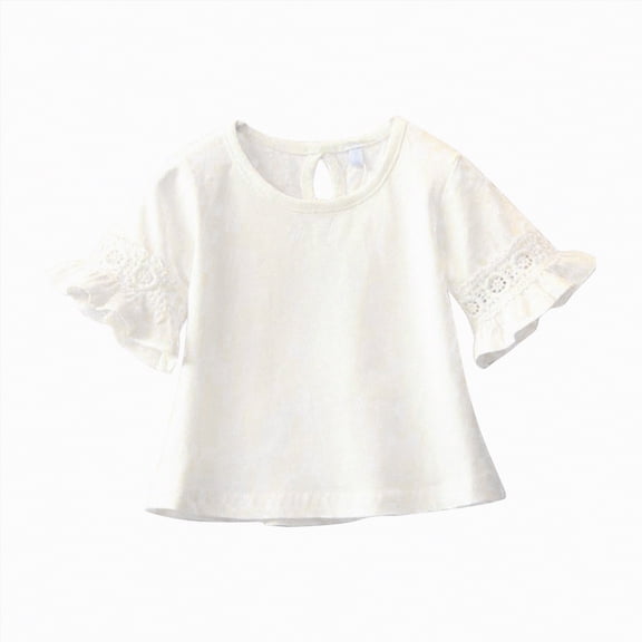 Hessimy Crop Tops for Girls Short Sleeve Shirt Girls Summer Tops Square Neck Slim Fit Tops Basic Tee,Crop Top(White,4-5 Years)