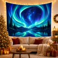 thumbnail image 3 of Aurora Borealis Spiral Vortex Over Mountain Lake, Mystical Fantasy Celestial Landscape for Nature Lovers, Cosmic Home Decor Housewarming Gift Tapestry Wall Hanging for Bedroom, Living Room, 3 of 7