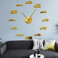 thumbnail image 3 of Cars Illustration Boys Room Decor Clock Transportation Wall Art Large DIY Wall Clock Vintage Automotive Home Decor Hanging Watch(Silver,37inch), 3 of 9