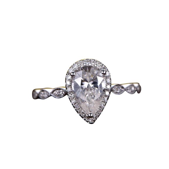 Classic 1.25 Carat Moissanite and Moissanite Engagement Ring with 18k Gold Plating