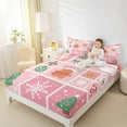 thumbnail image 4 of Manfei Merry Xmas Twin Sheet Sets,Lovely Gingerbread Man Twin Fitted Sheet,Pink Green Flat Sheet For Girls,Luxury Bedroom Decor,3-Piece, 4 of 7