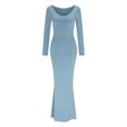 thumbnail image 2 of Vestido largo ajustado sin espalda, de color liso y cuello en V, para mujer: estilo informal y sexy para fiestas, trabajo y vacaciones, 2 of 2