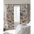 thumbnail image 2 of Ocean Sharks Black Out Curtains 84 Inch Long for Living Room, Vintage Coastal Underwater Animals Brown Blackout Curtain Shade Thermal Insulated Window Curtains Grommet Drapes 42"x84" 2 Panels, 2 of 8
