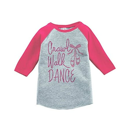 

7 ate 9 Apparel Kids Crawl Walk Dance Pink Baseball Tee