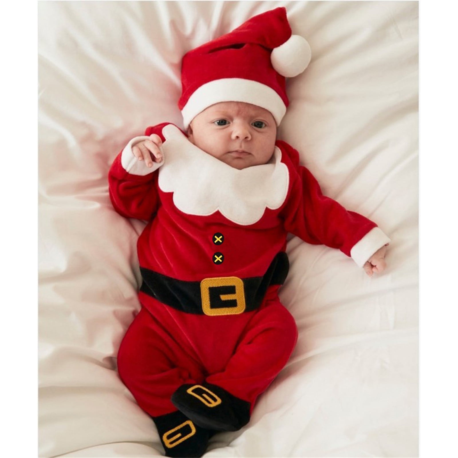 2025 Christmas Outfit Chickpea Clothes Boys Girls Santa Glitter Romper Jumpsuit Xmas Gender Neutral Clothes Playsuit Hat Set