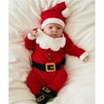 thumbnail image 2 of Baby Santa Romper Jumpsuit Christmas Outfit Set with Hat for Boys and Girls Red 0-3 Months, 2 of 9