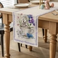 thumbnail image 2 of Spring Easter Table Runner 70 Inches Long for Kitchen Dining, Retro Rabbit Cup Botanical Purple Leaves Dresser Scarf Farmhouse, Dining Table Decorations for Wedding/Parties, 13 x 70 In, 2 of 8