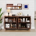 thumbnail image 3 of YOCWO Walnut Sideboard and Buffets, Mid Century Storage Cabinets with 4 Doors and Adjustable Shelves Buffet Cabinet for Kitchen Dining Room Living Room Bedroom, 3 of 6
