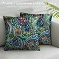 thumbnail image 3 of Teal Peacock Throw Pillow Covers Watercolor Blue Teal Vintage Turquoise Peacock Gifts Microfiber Fabric Decoration Pillowcases Home Sofa Couch Bed Decor Square, 3 of 5