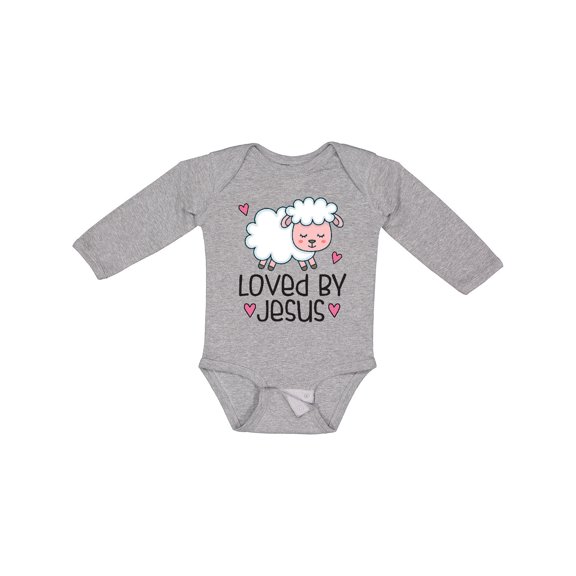 Inktastic Loved by Jesus Cute Baby Lamb Boys or Girls Long Sleeve Baby Bodysuit