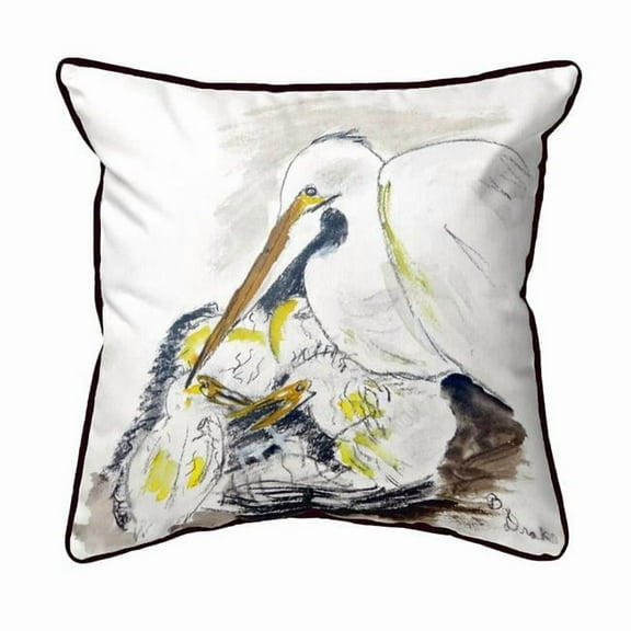 Betsy Drake ZP718 Egret & Chicks Extra Large Zippered Indoor & Outdoor Pillow - 22 x 22 in.