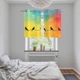 thumbnail image 5 of Bird Line Abstract Kitchen Curtains Small Short 39 Inch Length, Orange Blue Ombre Silhouette Grommet Top Bedroom Living Room Curtains, Light Filtering Cafe Curtain Drapes 2 Panels Set 55''x39'', 5 of 9