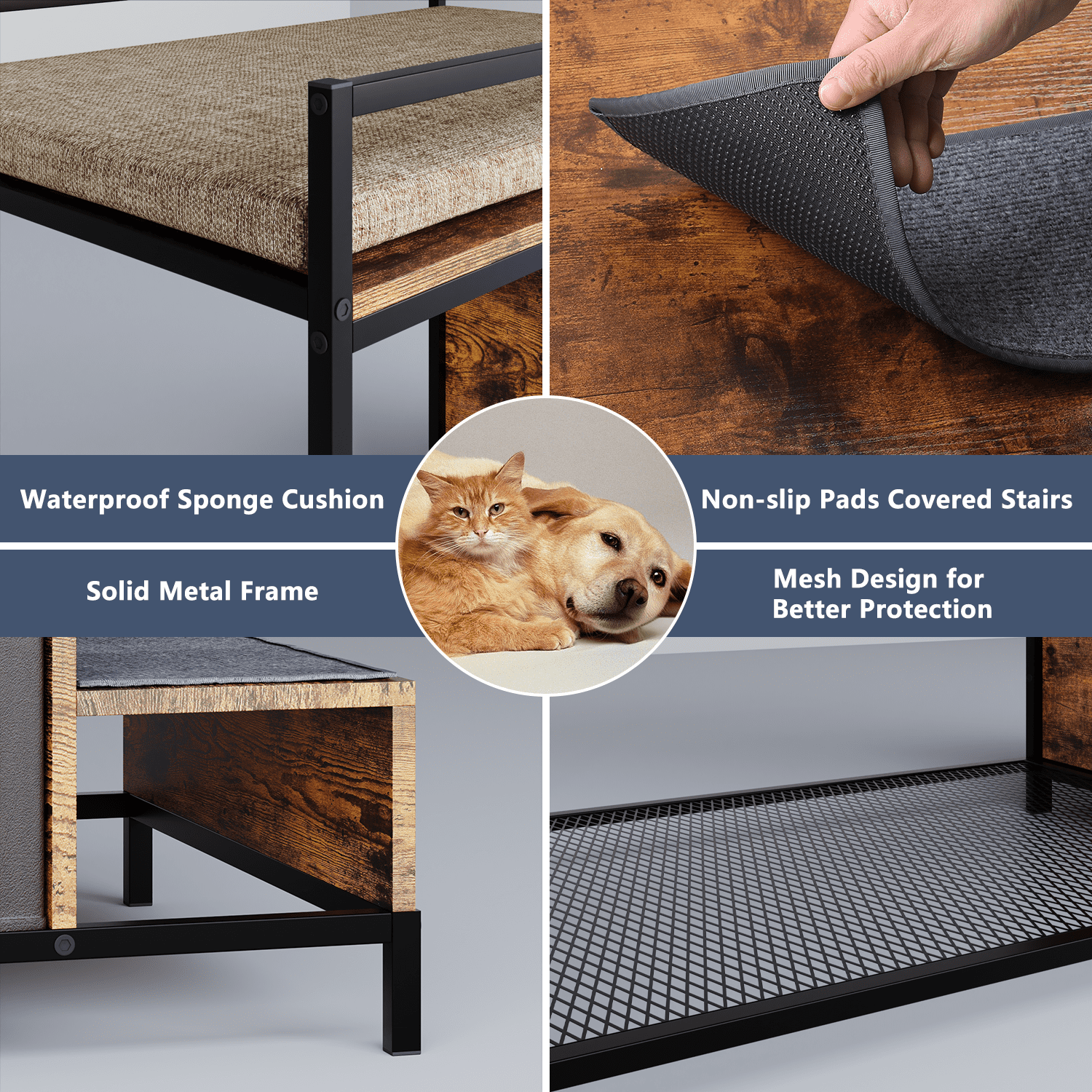 BOSSIN Pet Window Perch with Stairs,  3 Drawers Large Pet Bunk Bed for Dogs and Cats