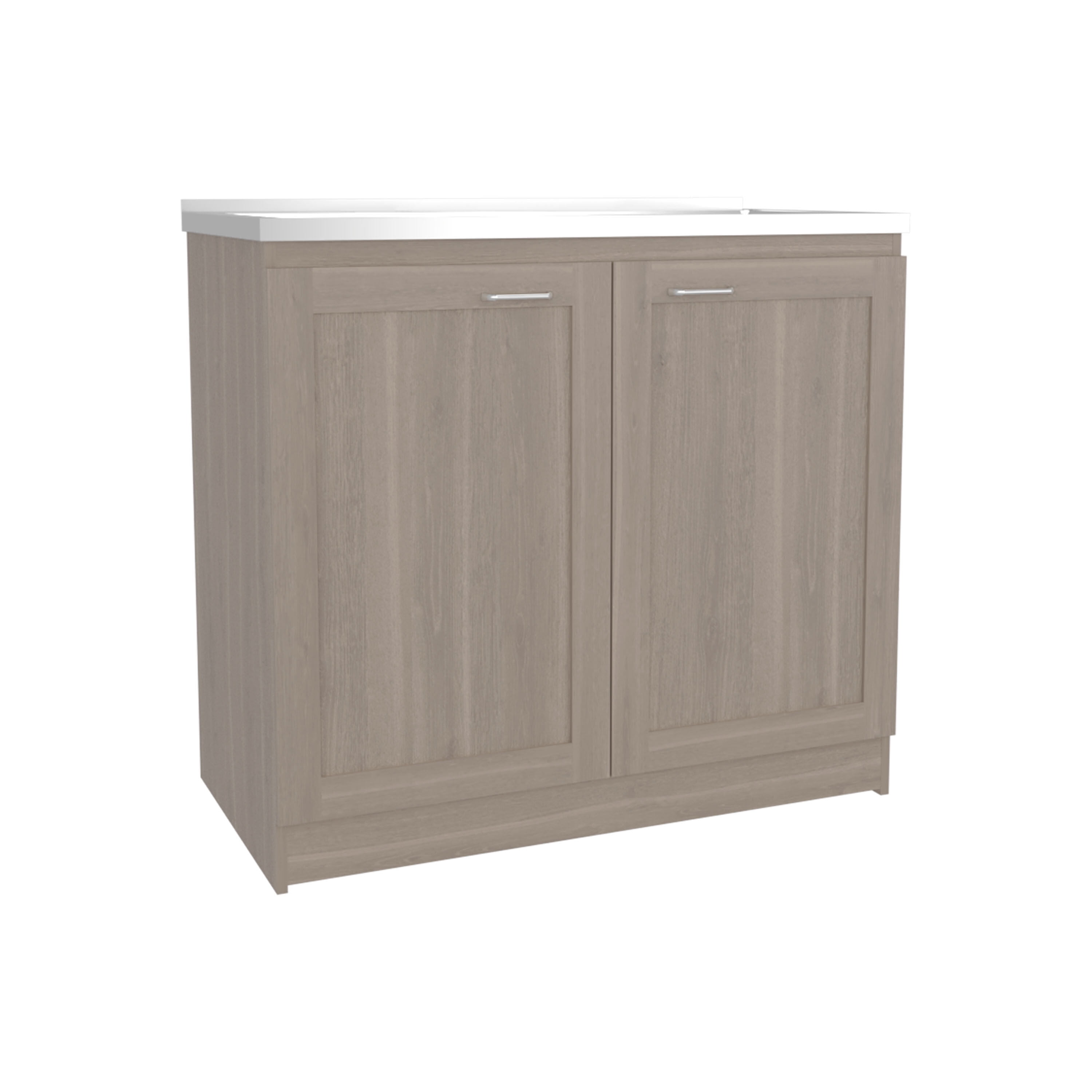 Undermount Kitchen Sink, Zurich 39" Wide Utility Sink, Base Cabinet Two-Door Cabinet With Two Shelves, Stainless Steel Sink, Laundry Room, Garage Sink, Light Gray, Gray Stainless Steel Kitchen Sink