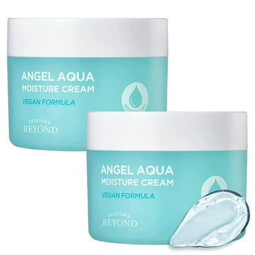 ECO BEYOND Angel Aqua Moisture Cream (10.1fl oz, Pack of 2) - Hydrating & Soothing Lightweight Face Moisturizer, Sleeping Mask. Korean Skin Care, Vegan. Chervil, Cica, Hyaluronic Acid, Panthenol.