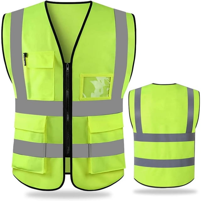 GHSDFBB High Visibility Safety Vest Mesh Reflective Work Vests for Men Women with Pockets and Zipper Meets ANSI/ISEA Standards