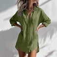 thumbnail image 2 of NSLGXD Long Sleeve Shirt Dress for Women 2026 Button Down Lapel Collared Beach Cover Ups Cotton Blend Summer Breathable Mini Dresses S-3XL, 2 of 7