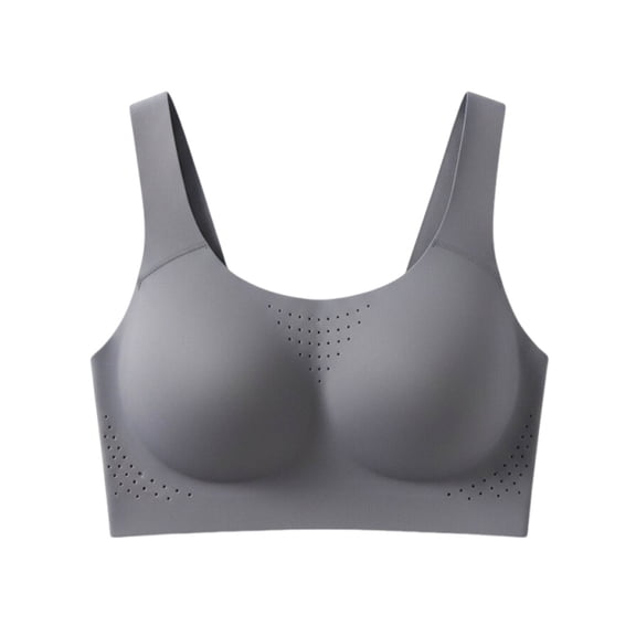 High-Support Full-Coverage Sport Bra with Side Support for Workouts and Daily Comfort, M, Grey