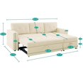 78 in. W Stylish Reversible Velvet Sleeper Sectional Sofa Storage