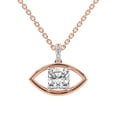 thumbnail image 1 of Collier Pendentif Suspendu en Diamant de Laboratoire pour Femmes / 3 Carats Certifié IGI Forme Coussin / Breloque Oeil Porte-Bonheur Pendentif en Diamant de Laboratoire en Or Rose 14K / Qualité FG-VS1-VS2 / Friendly Diamonds, 1 of 6