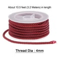 thumbnail image 2 of Unique Bargains Nylon Thread Twine Beading Cord 4mm Extra-Strong Braided Nylon Crafting String 3.2M/10.5 Feet, Dark Red, 2 of 7
