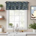 thumbnail image 2 of Moths Valance Curtain for Windows Abstract Retro Blue Green Moon Moth Stars Light Leaf Blue Rod Pocket Curtain Valances Short Window Treatments for Kitchen Bathroom Laundry Basement 60 x 14 Inch, 2 of 9