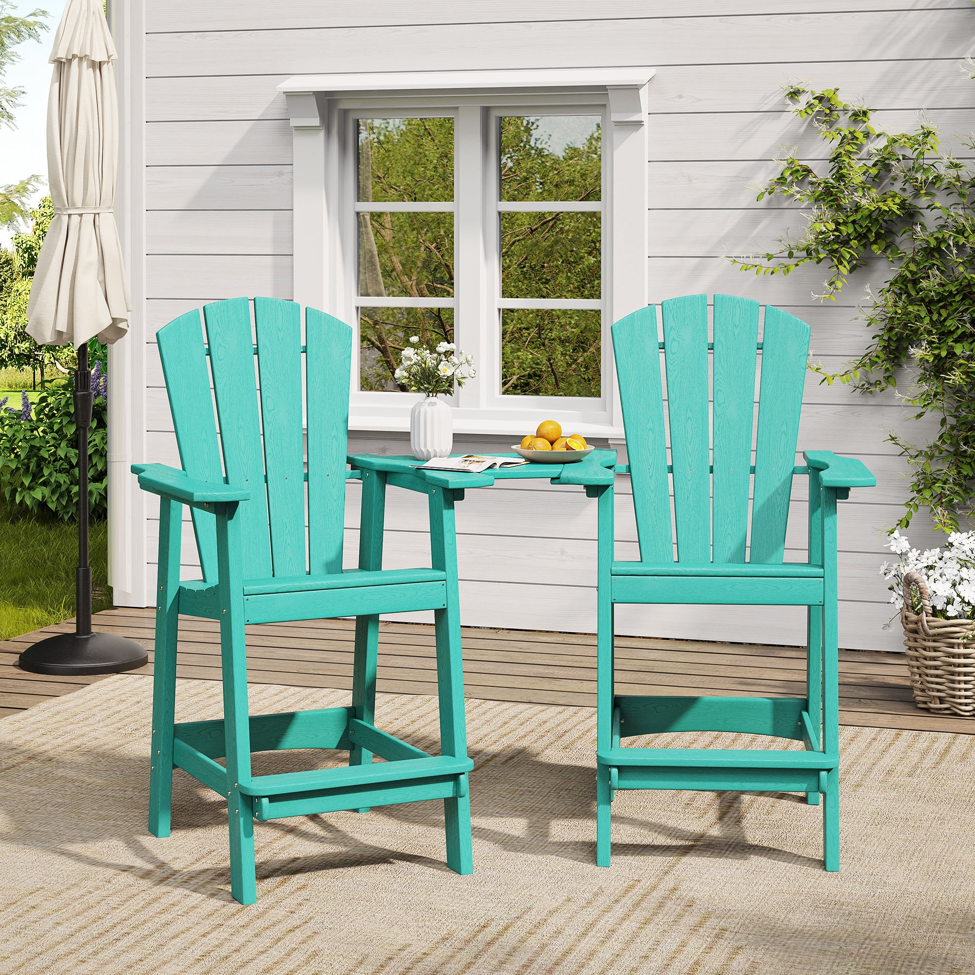 Vicllax Outdoor Tall Adirondack Chairs Beach Style HDPE for Garden 28.9"Lx22.6"Wx52.2"H