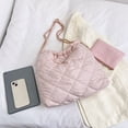 thumbnail image 3 of 2 uds., conjunto de monedero, bolso tipo cubo, bolso de mano hinchado suave para mujer de Color sólido para viajes diarios Likrtyny Para Estrenar, 3 of 6
