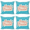 thumbnail image 1 of Ambesonne Blue Throw Pillow Cover 4 Pack, Happy Retirement, 20", Coral White Sky Blue, 1 of 6