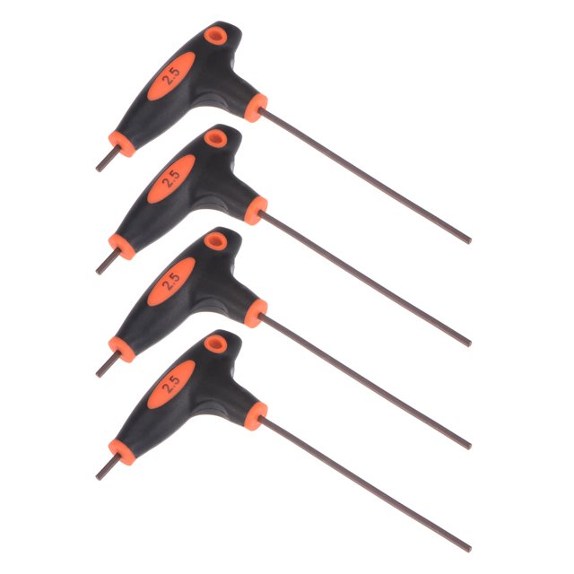 Unique Bargains Clé Hexagonale 2,5 mm avec Poignée en T, Clé à Double Extrémité, Acier S2 Métrique, Lot de 4