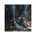 thumbnail image 5 of Frontwalk Womens Booties Zip Up Ankle Boot Mid Calf Flat Boots Casual Retro Bootie Ladies Buckle Strap Winter Shoes Blue 10.5, 5 of 6
