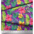 thumbnail image 2 of Soimoi Purple polyester Crepe Fabric Leaves & Floral Print Fabric by Yard 52 Inch Wide, 2 of 3