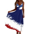 thumbnail image 6 of Vetsdori July 4th Maxi Dress for Women's Red White and Blue Star Print Slip Dress Summer V-Neck Backless Tank,Ankle Length Party Womens Dress, 6 of 8