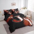 thumbnail image 3 of Homewish Boys Personalized Gifts 7pcs Bedding Comforter Set,Brown Letter J Queen Bedding Sets,Rugby Pattern Queen Sheet Sets For Teens,Lightweight Room Decoration Reversible, 3 of 8