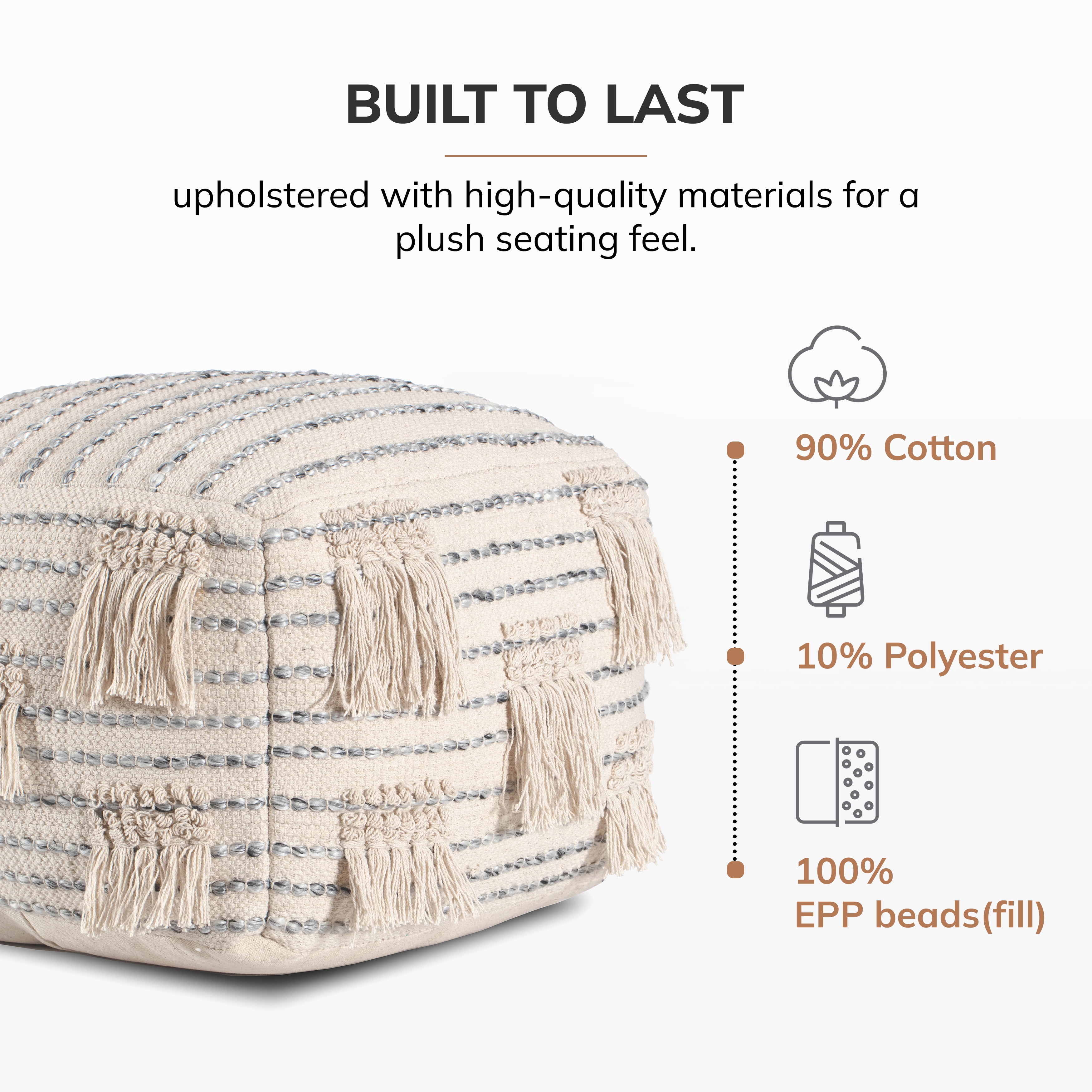 Anji Mountain Cube Striped Woven Pouf