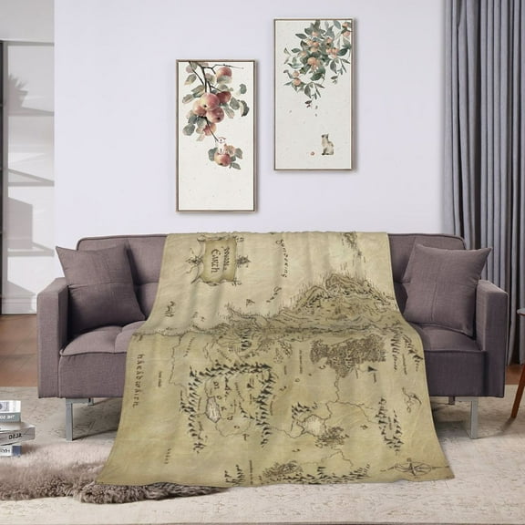 Newhomestyle Blanket Middle Vintage Map Throw Blanket Ultra Soft Velvet Blanket Lightweight Bed Blanket Quilt Durable Home Decor Fleece Blanket