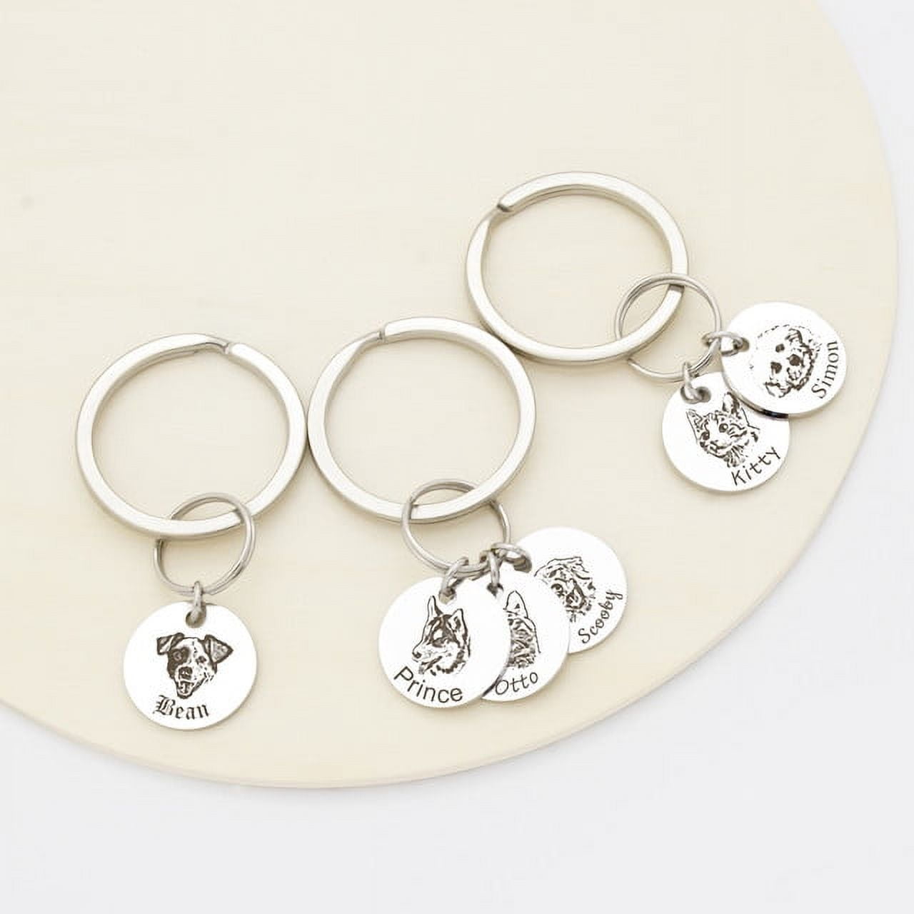 Anavia Personalized Pet Portrait Custom - Pet Portriat Keychain - Pet Photo Keychain for Pet Lovers Gift - Engraved Keychain Pet Memorial Gift for Friend - 2 Disc