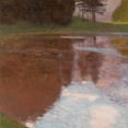thumbnail image 2 of Klimt, Gustav 20x20 Black Ornate Wood Framed with Double Matting Museum Art Print Titled - Tranquil pond near Salzburg, 2 of 4