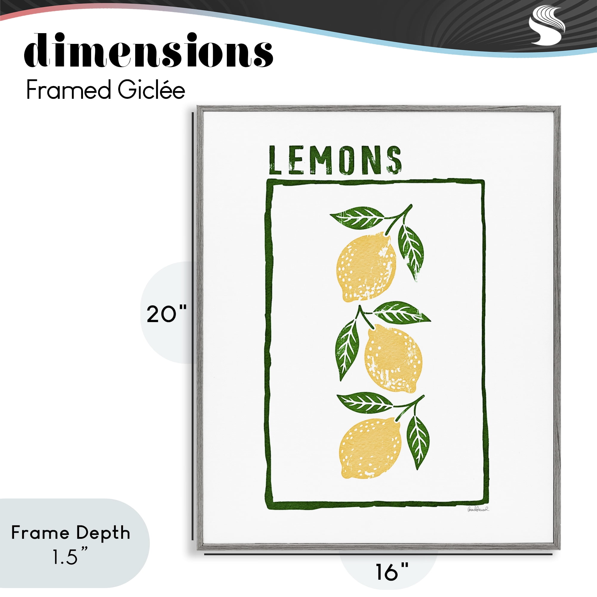 Stupell Industries Tasty Summer Lemons Gray Framed Giclee Art, design by Amanda Greenwood