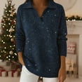 thumbnail image 2 of Soyumi Knitted Sequin Sweater for Women 2025 Sparkle Glitter Long Sleeve Pullover top, Loose Fit V-Neck Casual Shirt Blouse Soft Breathable Lightweight Trendy Fall Winter Clothes, Z Dark Blue, 2 of 4