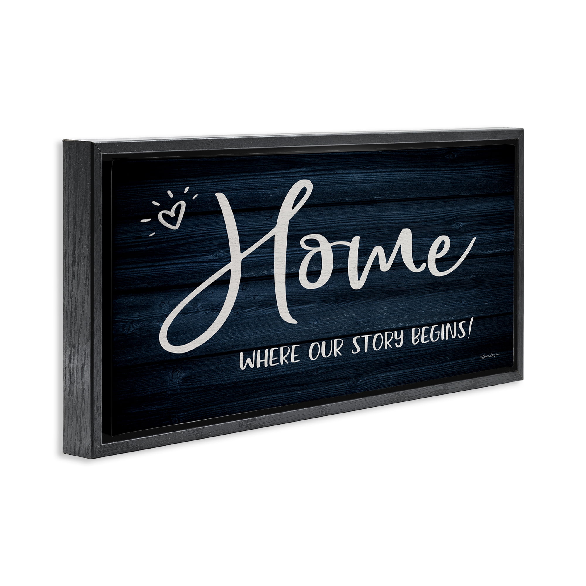 Stupell Industries Where Our Story Begins Typography Painting Black Floater Framed Art Print Wall Art, 31 x 14