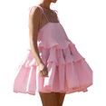 thumbnail image 3 of Robe d'Été pour Femme à Bretelles Spaghetti Ajustables Sans Manches Fluide Mini Courte Robes Rose m, 3 of 8