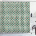thumbnail image 1 of Fish Scale Shower Curtain, Abstract Mosaic Grid with Geometric Curves Simplistic Asian, Fabric Bathroom Set with Hooks, 69W X 70L Inches, Turquoise Pale Green and Coral, by Ambesonne, 1 of 3