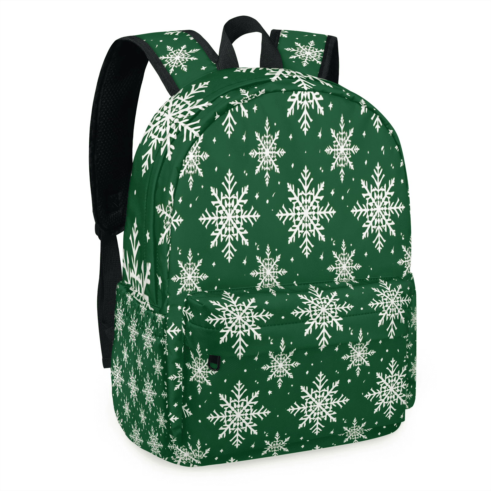 Herdesigns Snowflake Backpack for Men Women, Lightweight Laptop Backpack 16.3 Inch Green Christmas Casual Daypack for Travel Work Commuter
