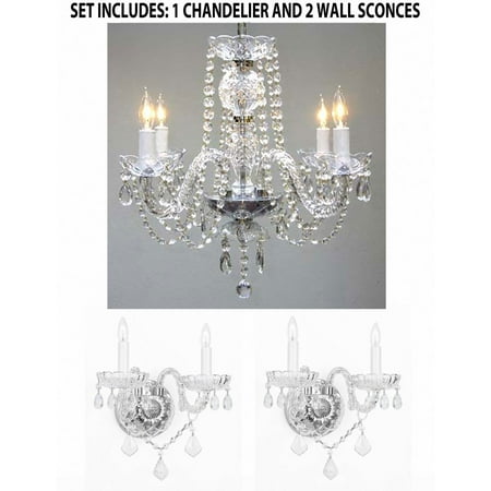 Eurofase Lighting Crystal Sconce - 3pc Lighting Set - Crystal Chandelier and 2 Wall Sconces