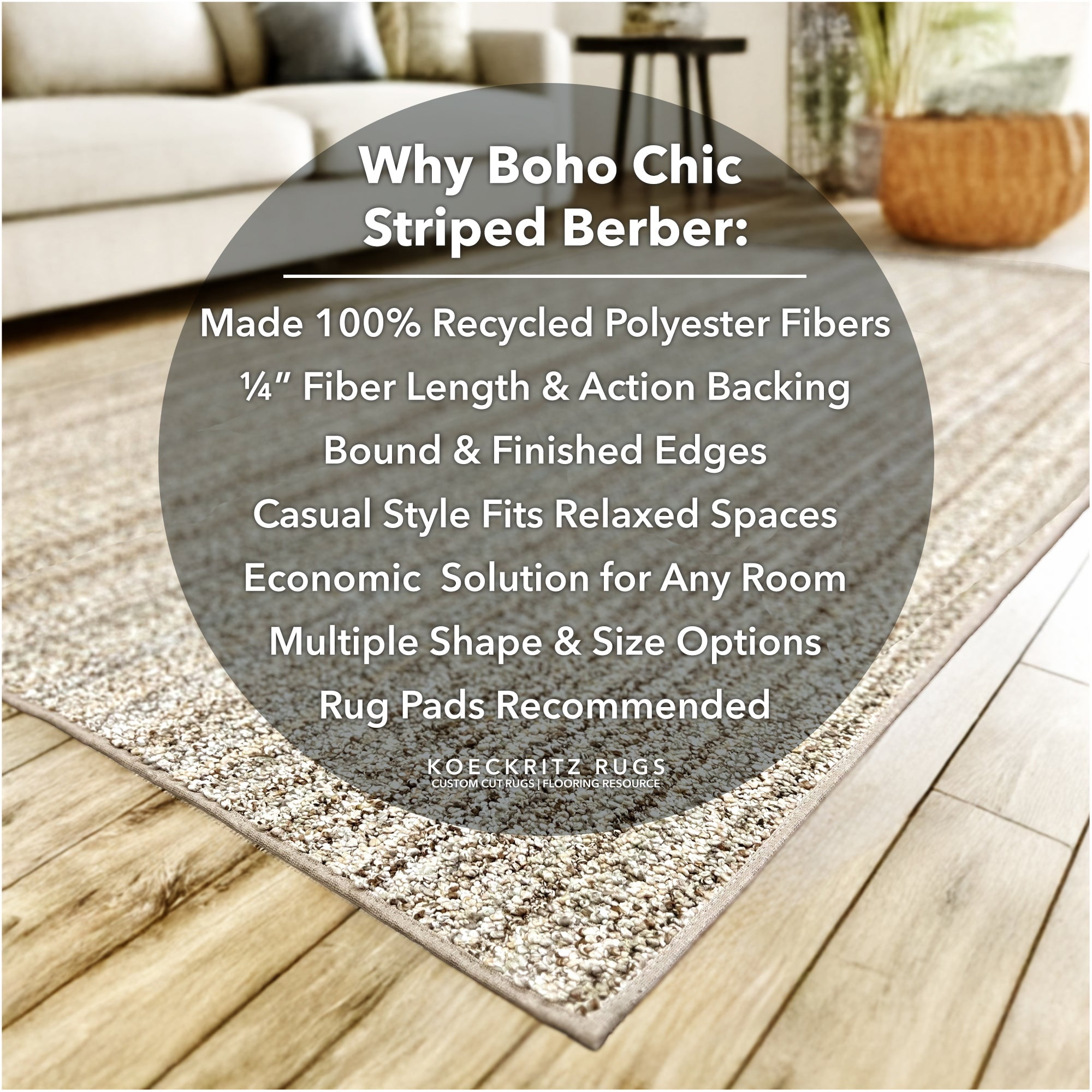 Koeckritz Rugs Boho Striped Multicolor Area Rug, 12'x14', Stain Resistant, Indoor Living Room