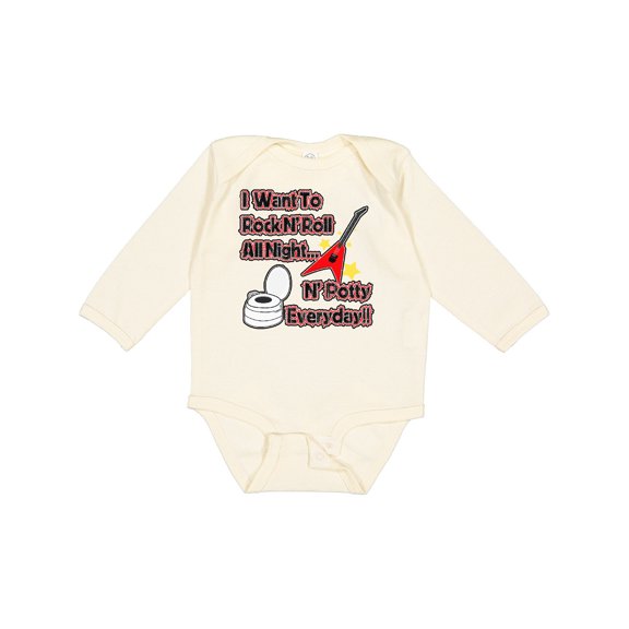 Inktastic I Want to Rock N' Roll N' Potty Everyday Boys or Girls Long Sleeve Baby Bodysuit