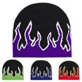 thumbnail image 3 of Thick Warm Ear Protection Beanie Hat Men Winter Flame Print Riding Knitted Hat Costume Accessories, 3 of 5