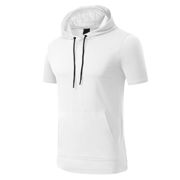 Camiseta ligera con capucha para running y fitness para hombre - Manga corta, secado rápido, deportiva/ocio, tallas S-XXXL