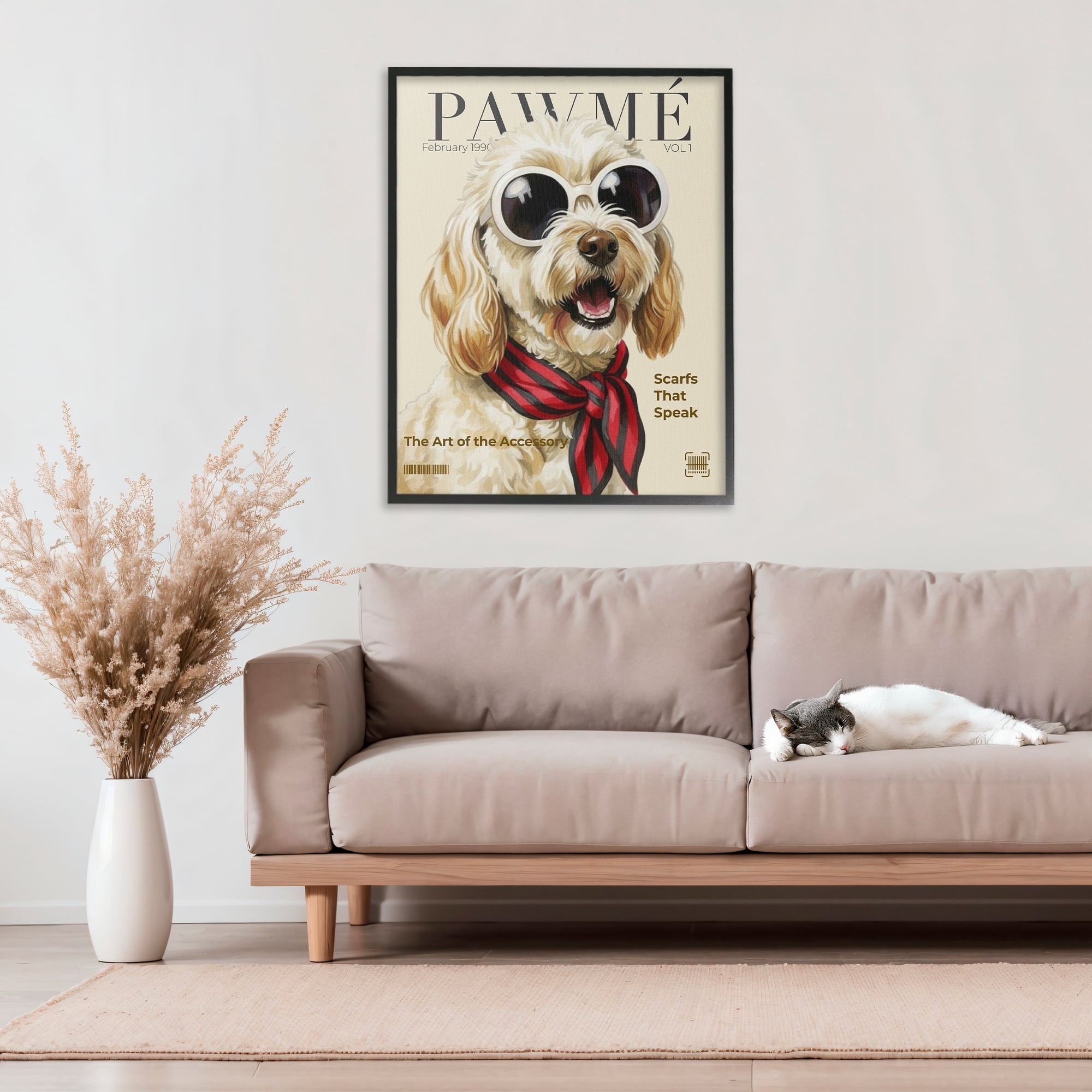 Stupell Industries Pawme Dog Fashion Magazine Black Framed Giclee Art, design by A Barefoot Stylist